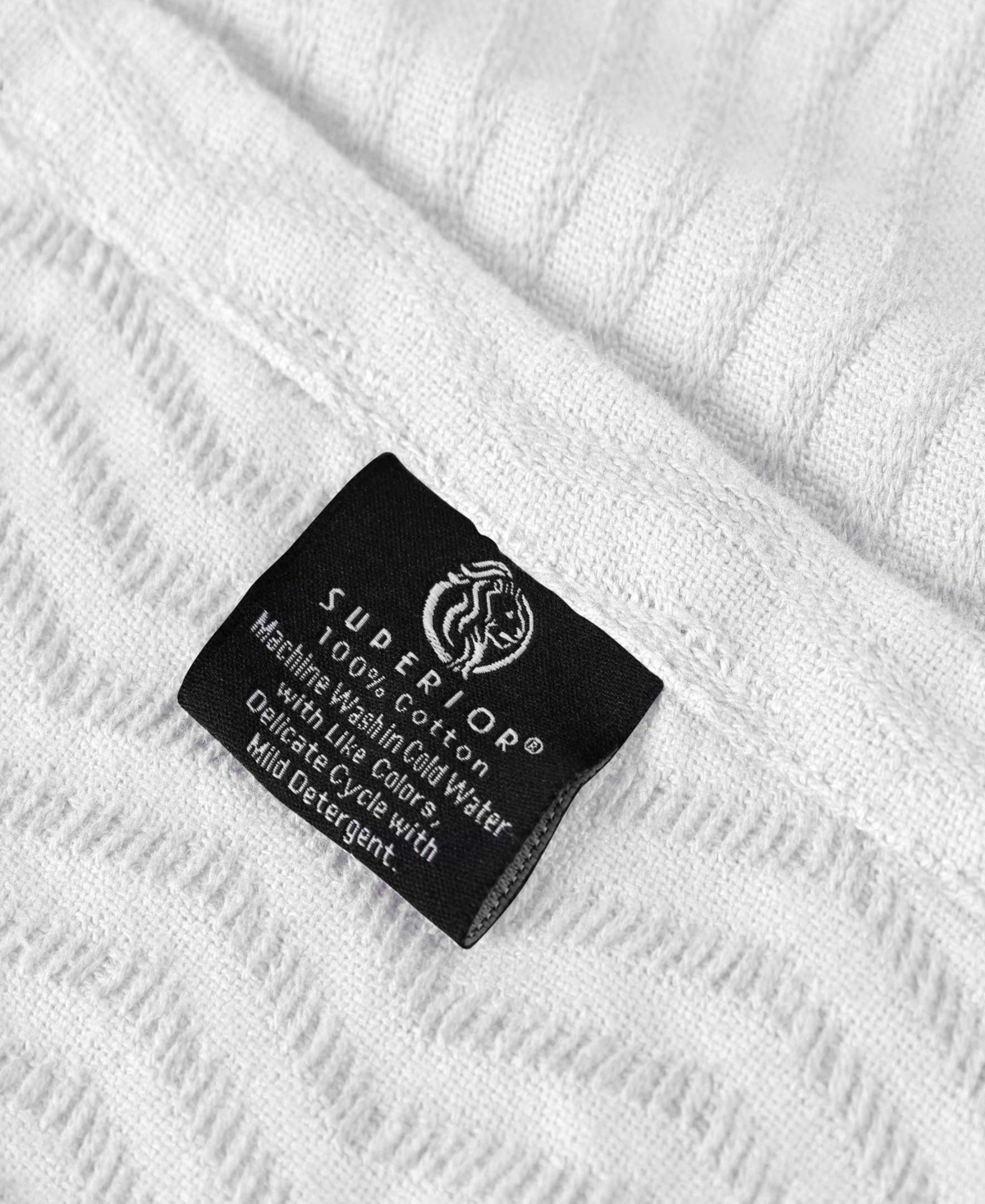 Superior Jena Cotton Textured Chevron Lightweight Woven Blanket, Twin In White