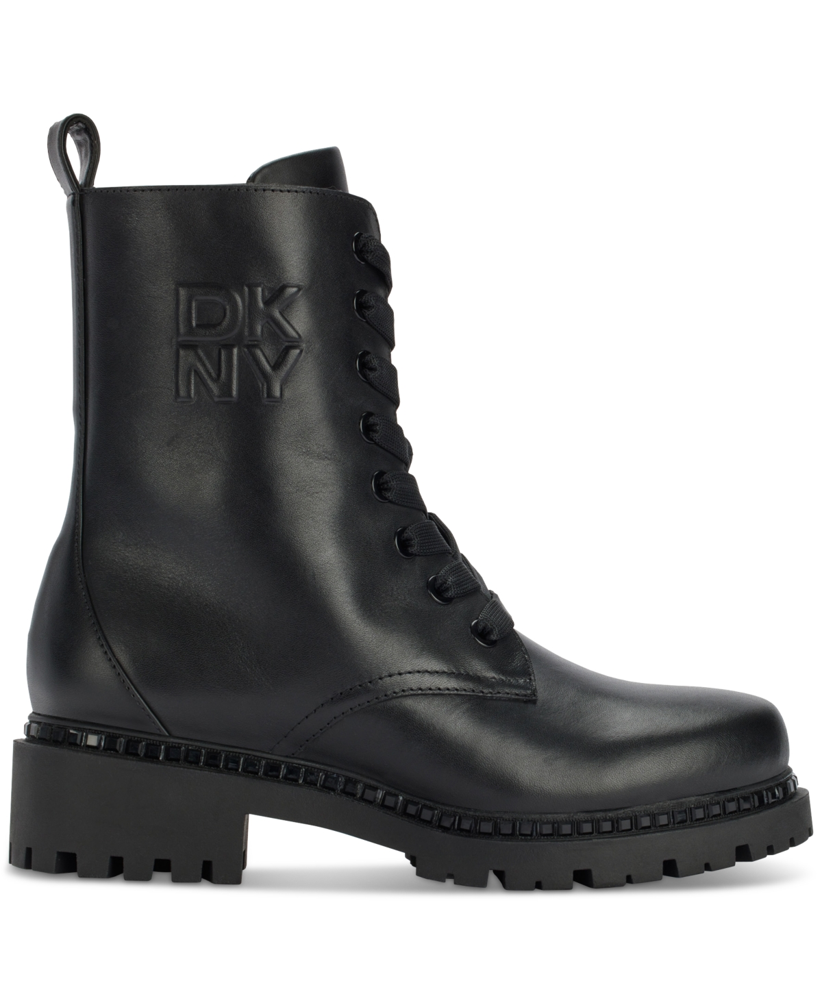 Dkny Rommily Womens Lace-up Faux Leather Combat & Lace-up Boots In Black