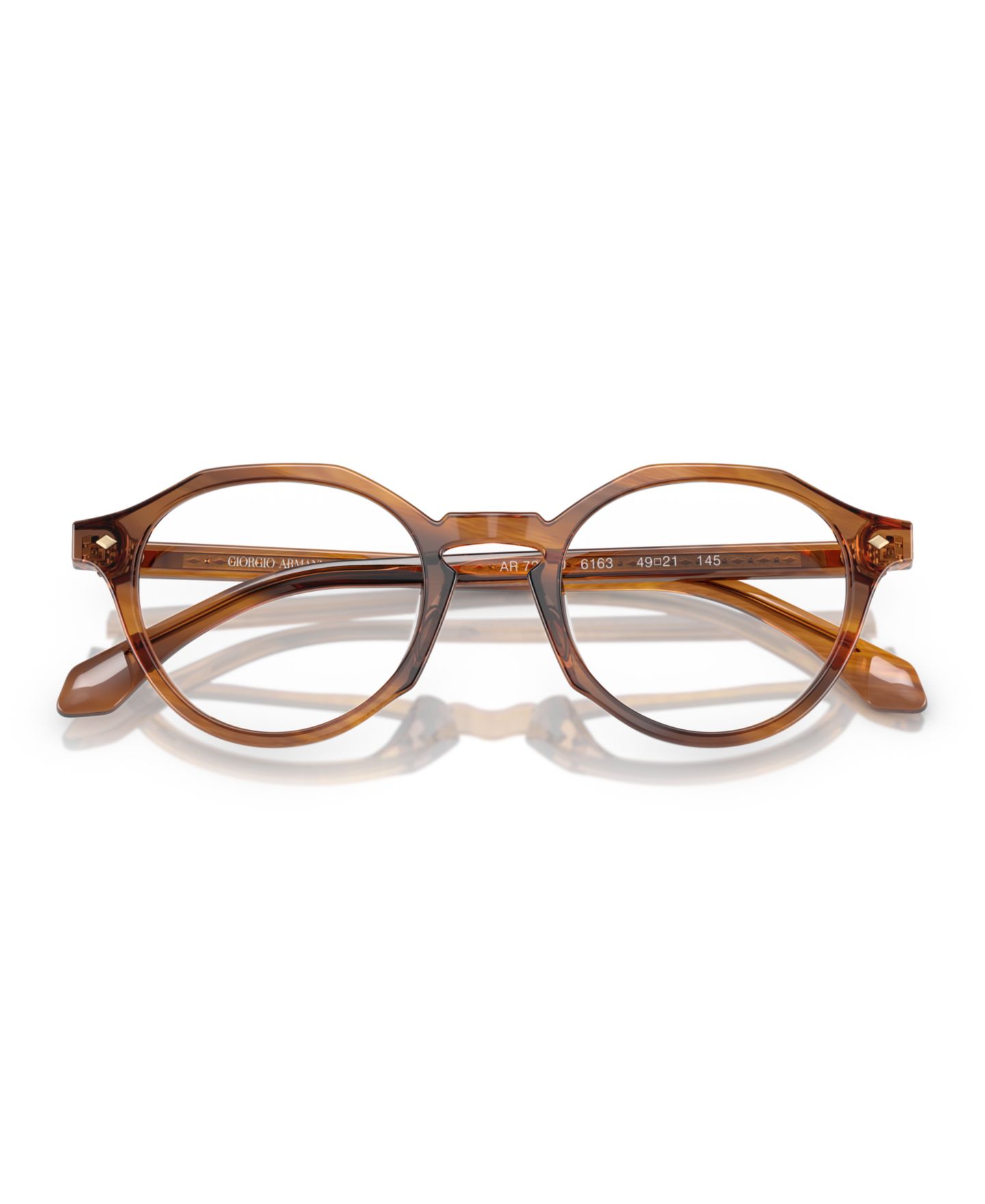 Мужские очки Giorgio Armani Man Panthos Plastic AR7264U Eyeglasses, цвет: Полосатый медовый — фото 5