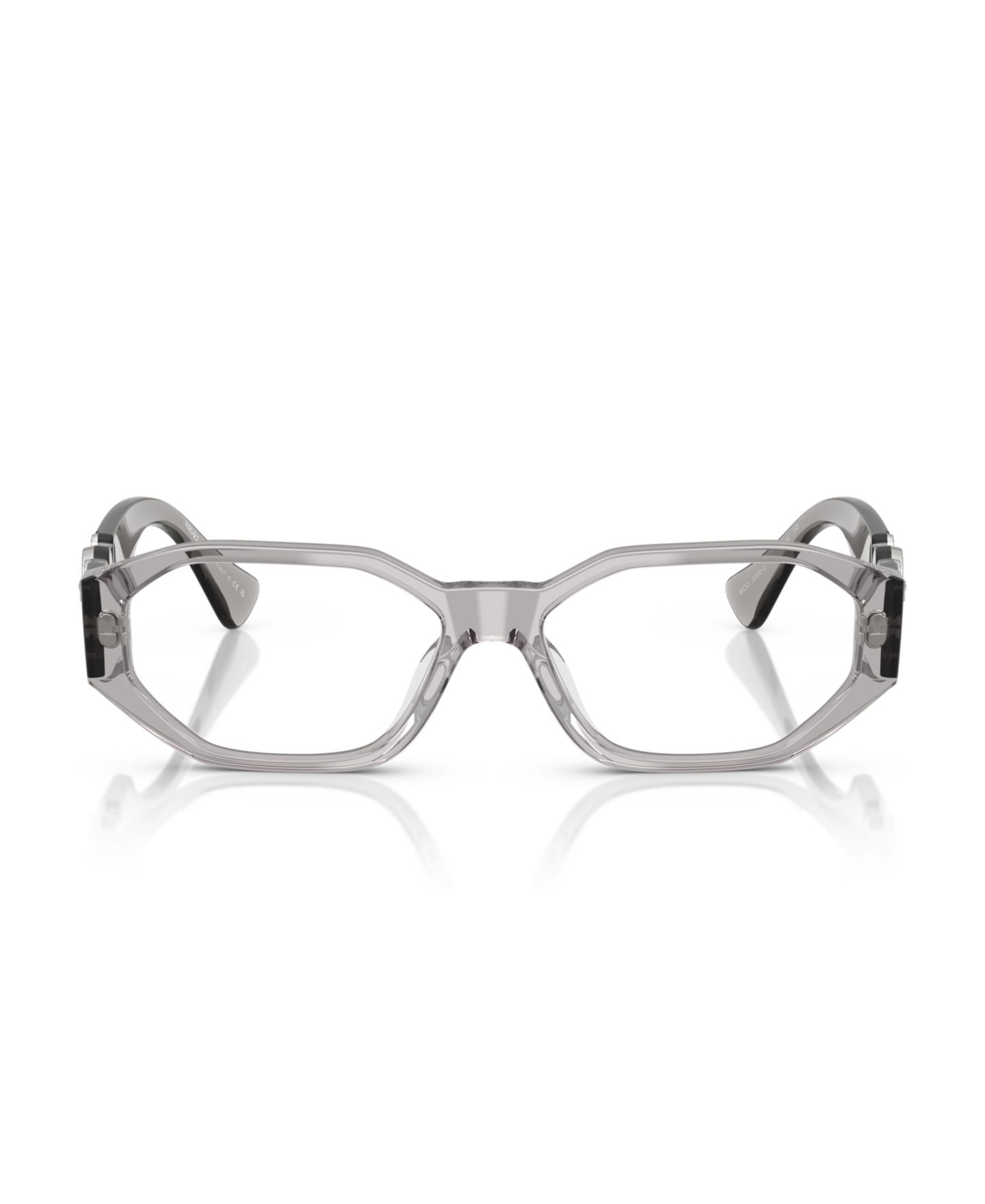 Мужские очки Versace Man Irregular Plastic VE3320U Biggie Eyeglasses, цвет: Серый прозрачный — фото 2
