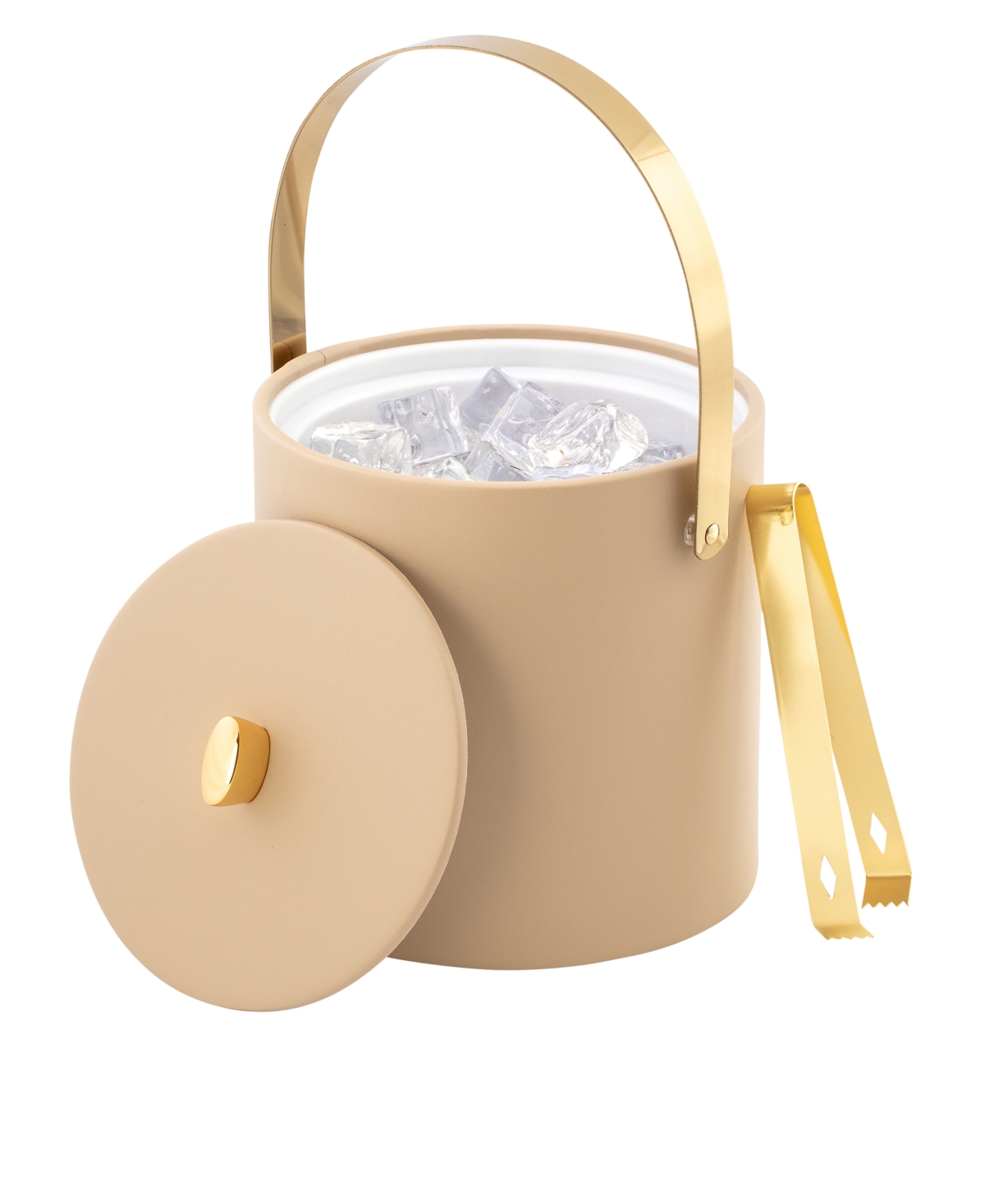 Kraftware Oxford Ice Bucket And Ice Tong, 3 Quart In Beige