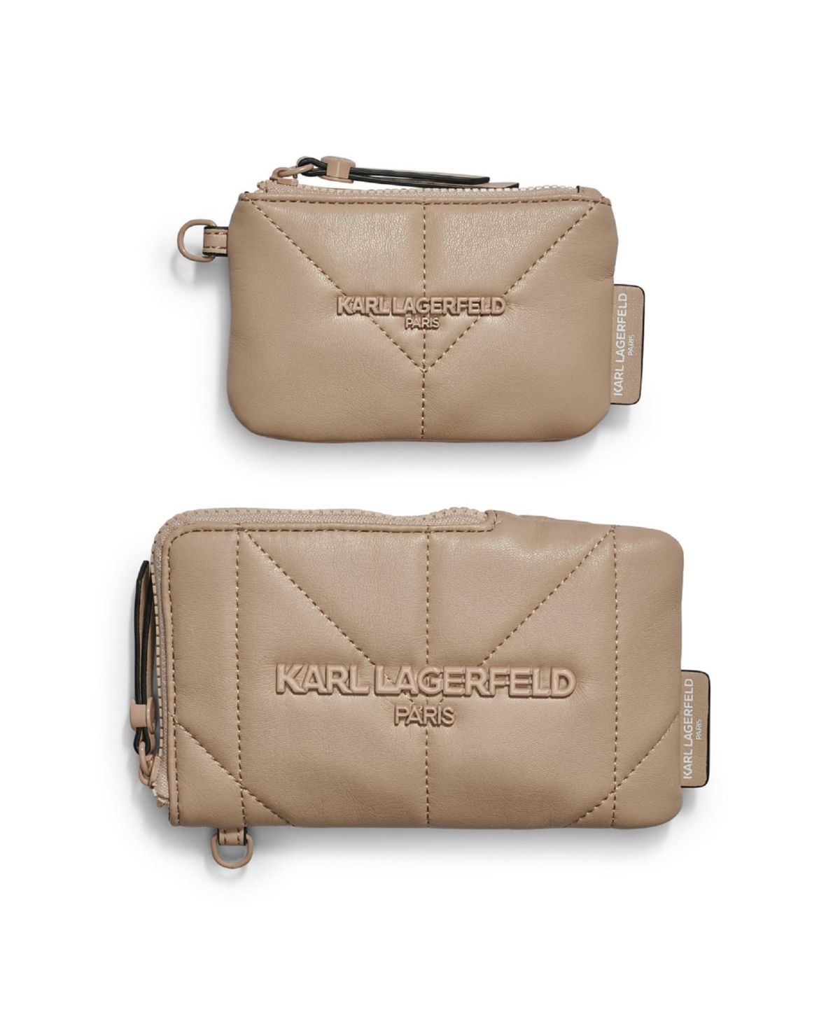 Shop Karl Lagerfeld Lanyard Zipper Wallet In Shell