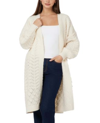 GUESS - Women's Valeria Mixed-Stitch Long Cardigan