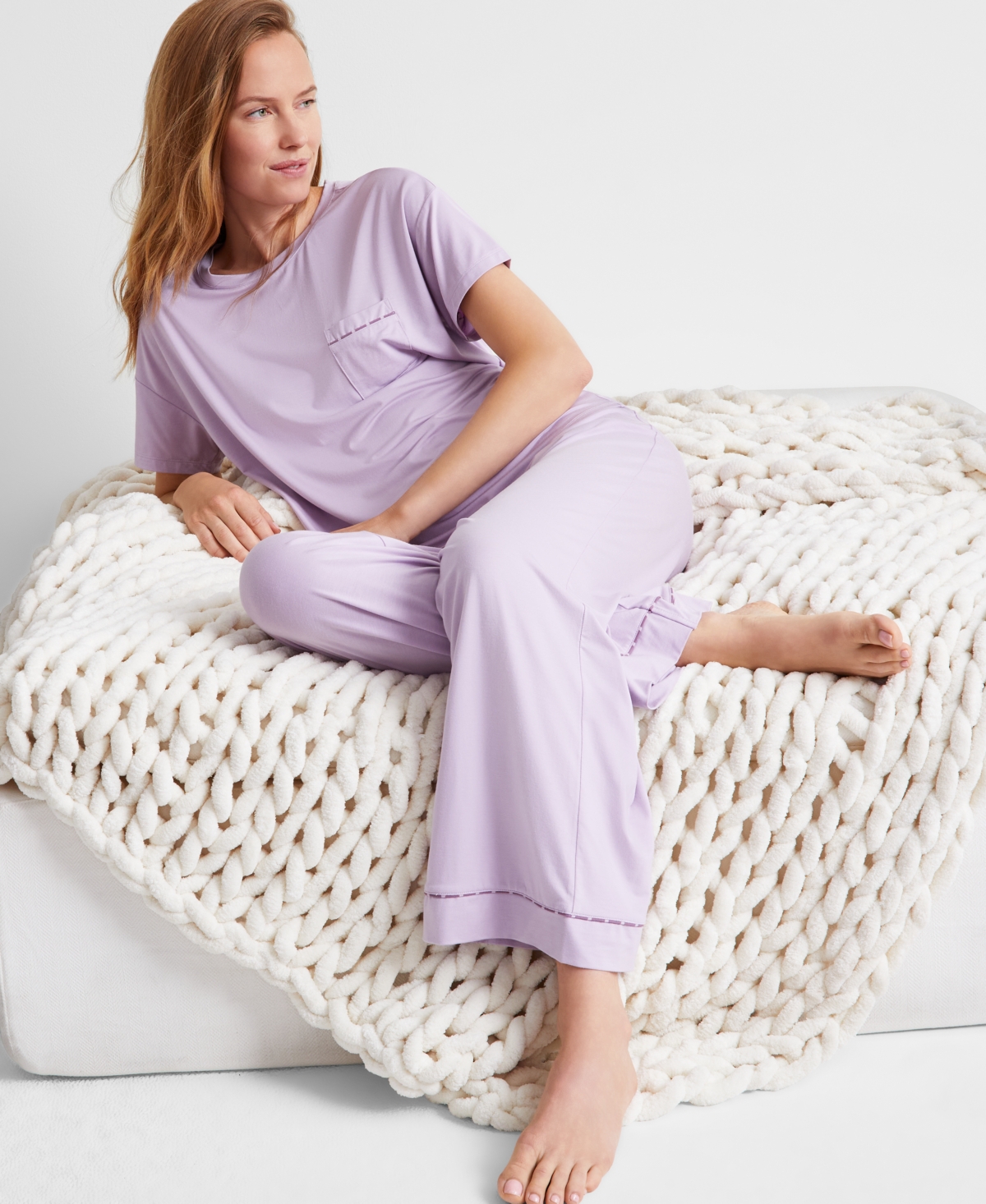 State Of Day Women's 2-pc. Fluid Knit Pajamas Set, Created For Macy's In Frost Bite