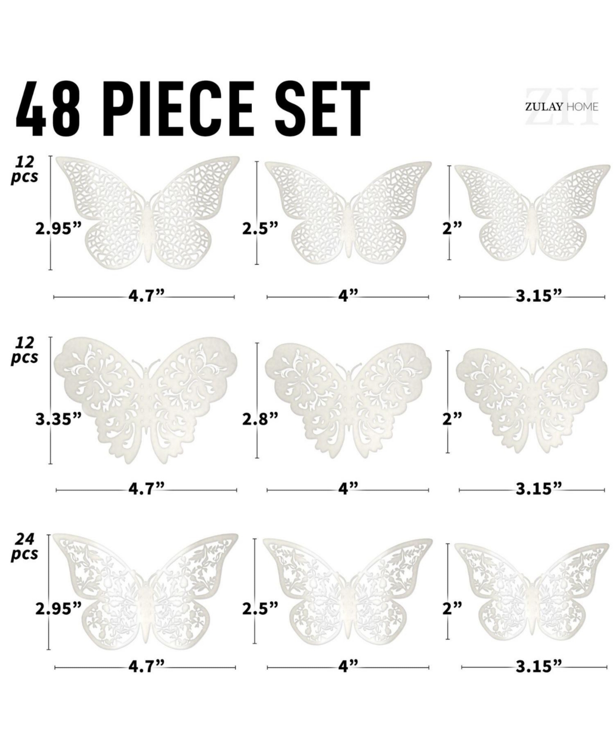 Zulay Kitchen 3D Butterfly Wall Decor 48pcs