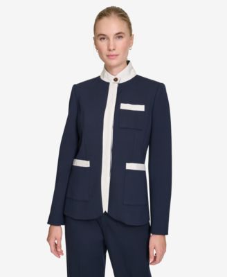 Tommy Hilfiger Women s Contrast Stand Collar Blazer Macy s