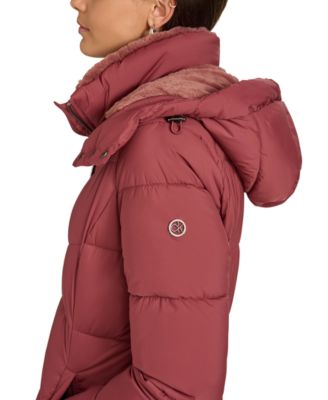 Women's Hooded Faux-Fur-Lined Midi Puffer Coat