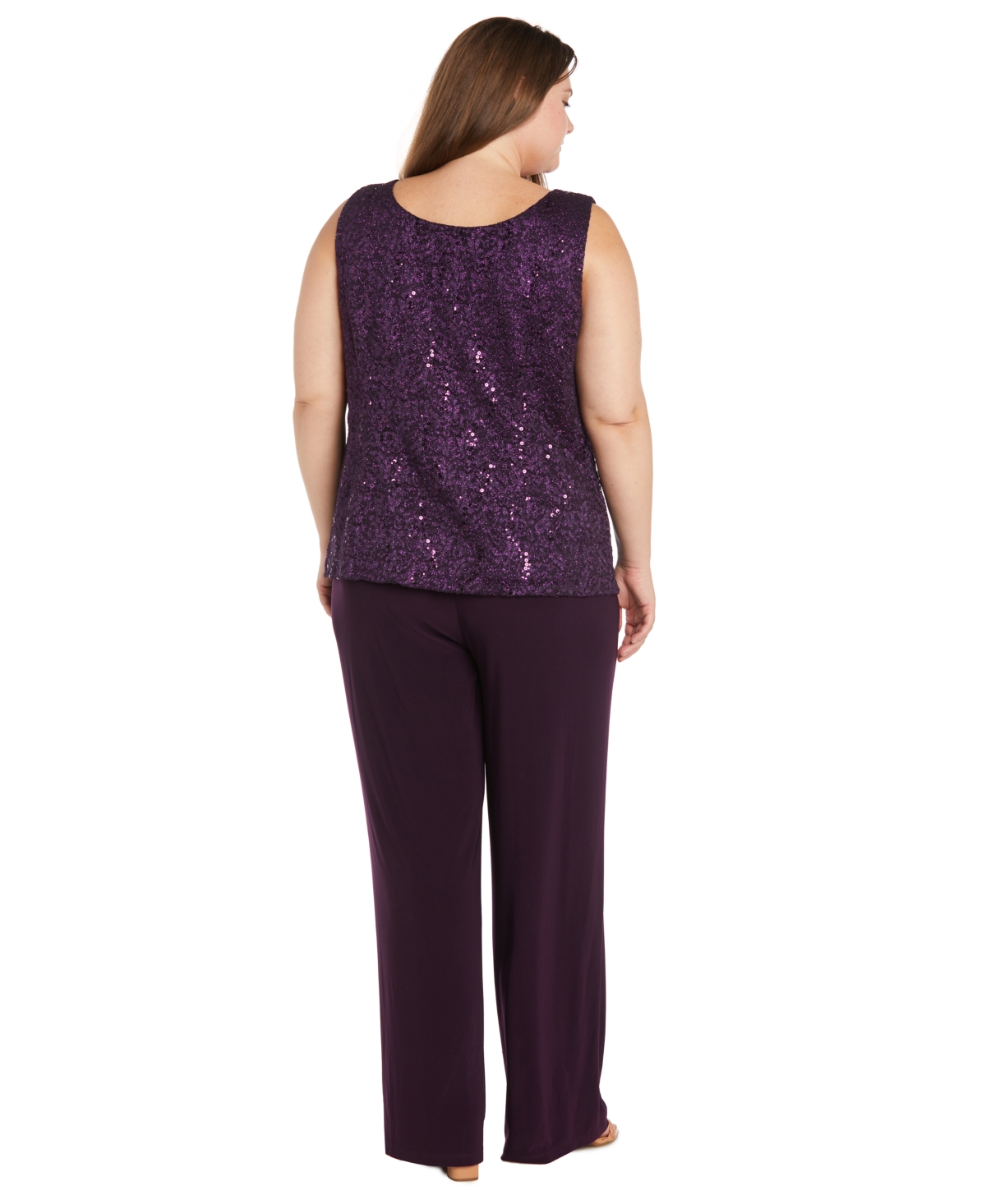 R & M Richards Plus Size Embellished Jacket, Sleeveless Top and Pants Set