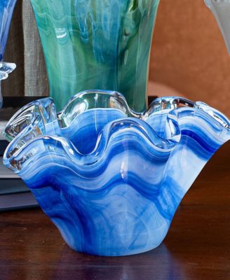 Onda Glass Cobalt Petite Ruffled Bowl