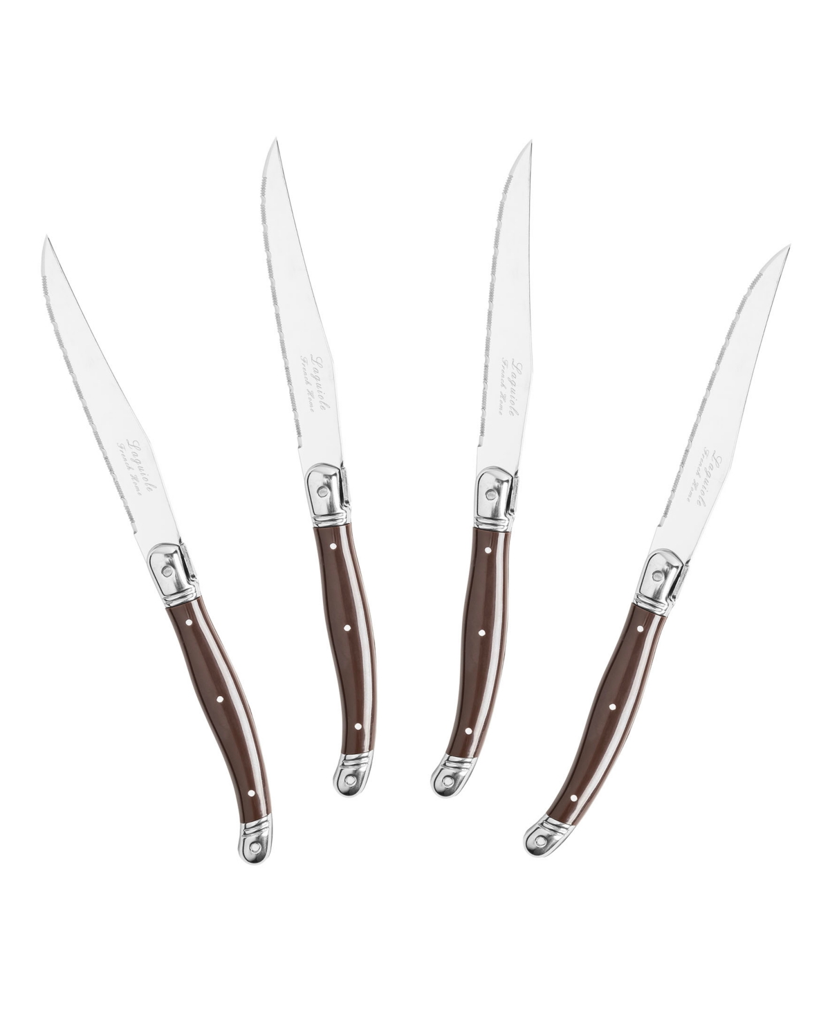 French Home Set Of 4 Laguiole Steak Knives In Chocolate Brown