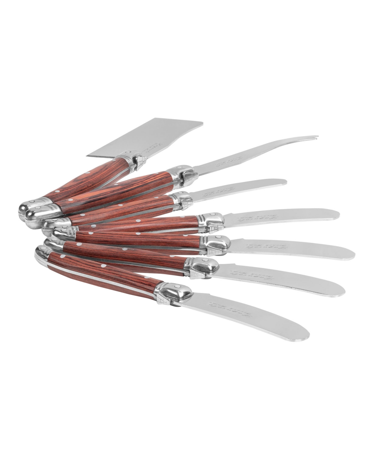 French Home Laguiole Cheese 7-piece Knife And Spreader Set With Handles In Pakkawood,brown