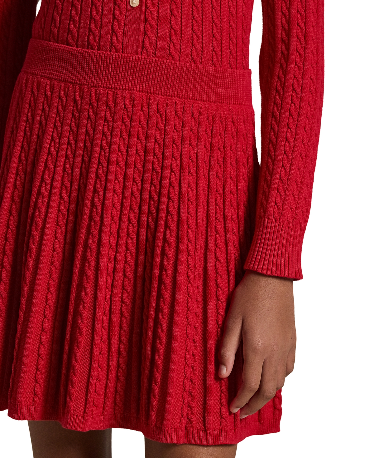 Polo Ralph Lauren Toddler and Little Girls Cotton Polo Cardigan Skirt Set - Rl2000 Red W/ Navy