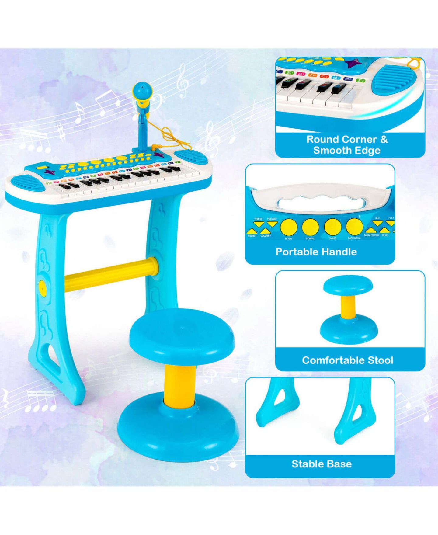 Детская игрушка SUGIFT 31-Key Kids Musical Instrument Piano Keyboard Toy with Microphone, Multiple Sounds and Demo Songs for Age 3+ — фото 9