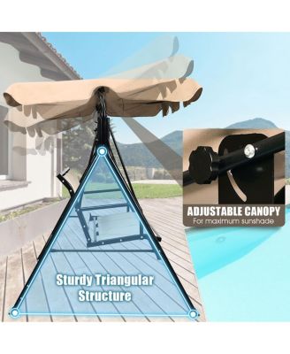 3 Person Steel Frame Patio Swing with Polyester Angle and Adjustable Canopy