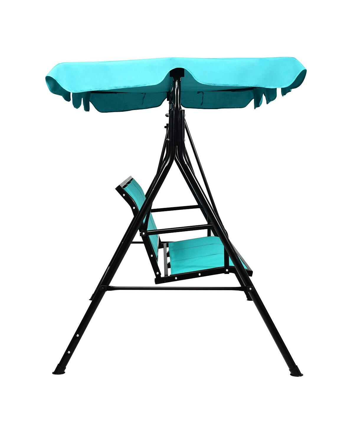 Sugift 3 Person Steel Frame Patio Swing with Polyester Angle and Adjustable Canopy