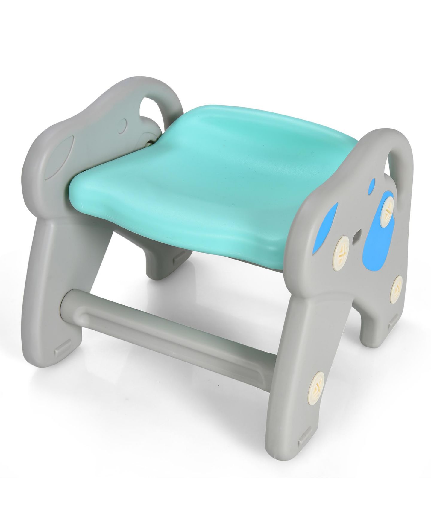 Детские игрушки Costway 4-in-1 Rocking Horse & Slide Set, Hdpe, with Basketball Hoop and Ring Toss, Ages 1-5, цвет: Синий — фото 11