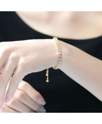 Bolo Adjustable Bracelet with Round Clear Cubic Zirconia