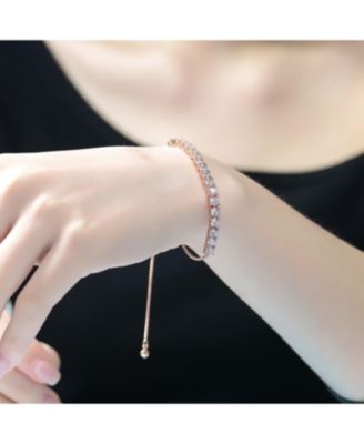 Bolo Adjustable Bracelet with Round Clear Cubic Zirconia