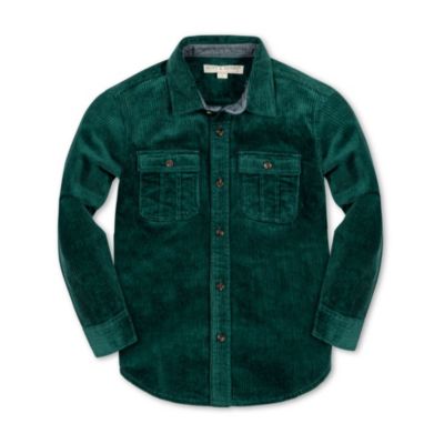 Hope and Henry Boys' Long Sleeve Corduroy Button Down Shirt with Flap Pockets