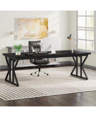 78.7-Inch Executive Desk, Large Computer Office Desk Workstation, Modern Study Writing Table Business Furniture for Home Office