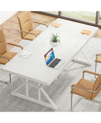 6FT Conference Table, 70.86 L x 31.49 W x 29.52 H Inches Rectangle Meeting Room Table, Rustic Wood Seminar Table Executive Desk