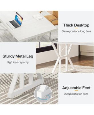 6FT Conference Table, 70.86 L x 31.49 W x 29.52 H Inches Rectangle Meeting Room Table, Rustic Wood Seminar Table Executive Desk