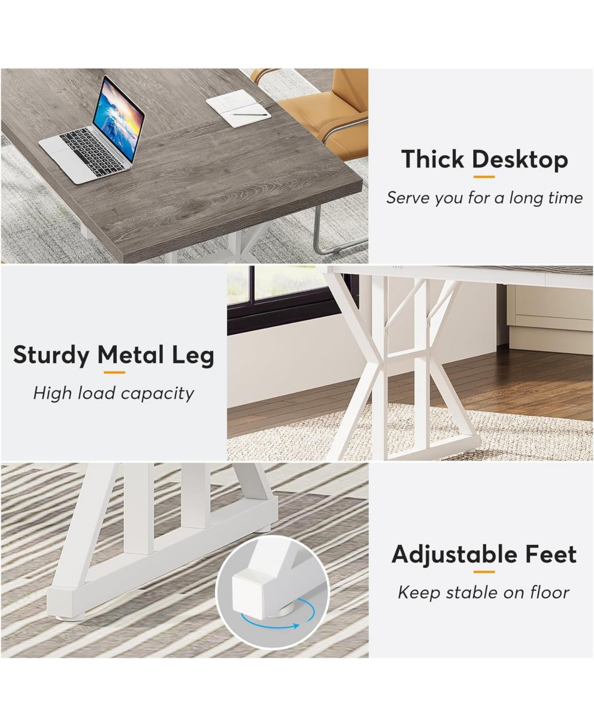 Tribesigns 6FT Conference Table, 70.86 x 31.49 W x 29.52 H Inches Rectangle Meeting Room Table, Rustic Wood Seminar Table Executive Desk for Office