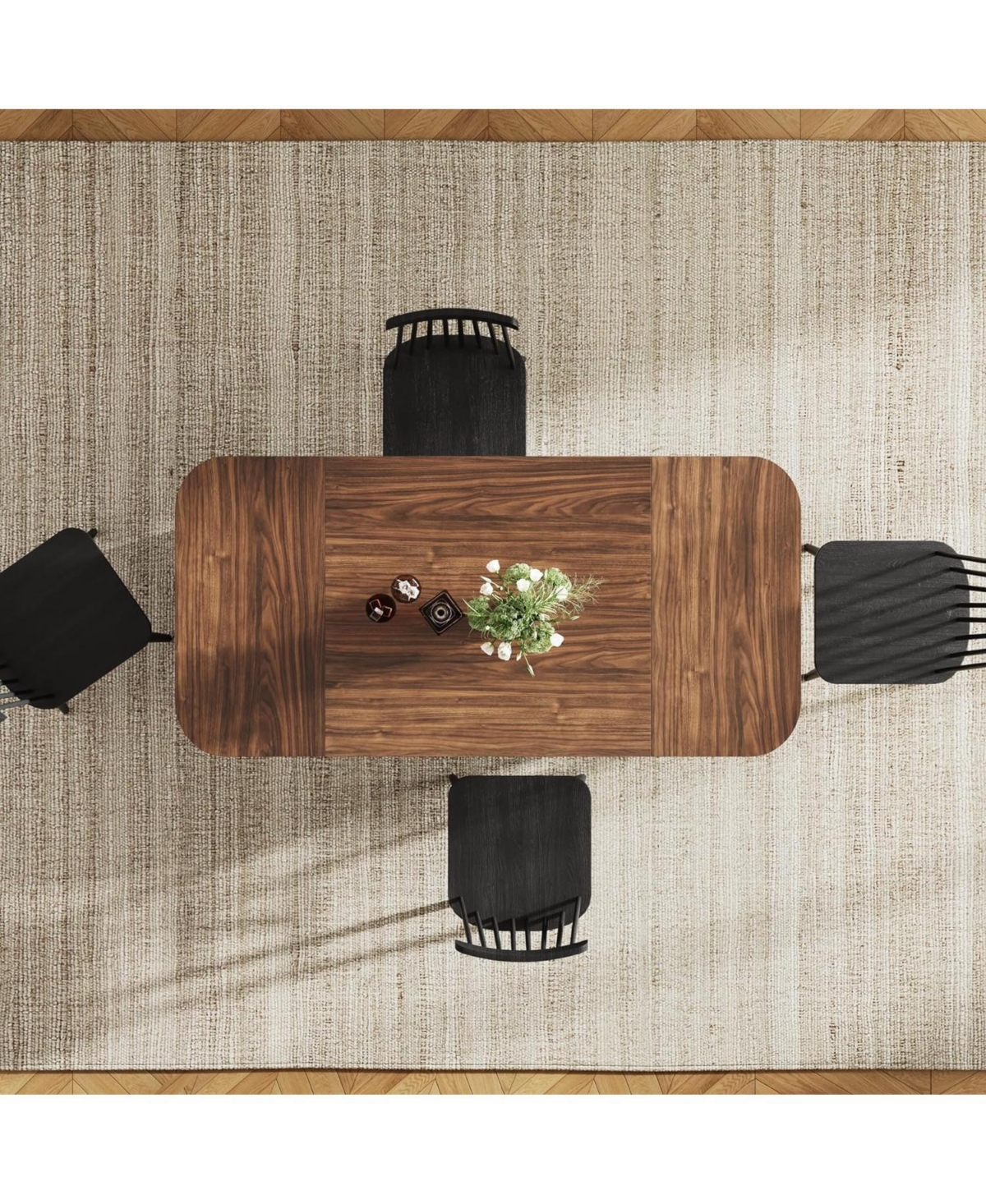 Tribesigns 63-Inch Rectangular Dining Table for 4 Person, Farmhouse Kitchen Dinner Table with Wood Laminated Board Tabletop for Dining Room, Kitchen