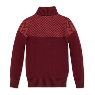 Baby Boys Long Sleeve Mock Neck Button Sweater with Intarsia Yoke