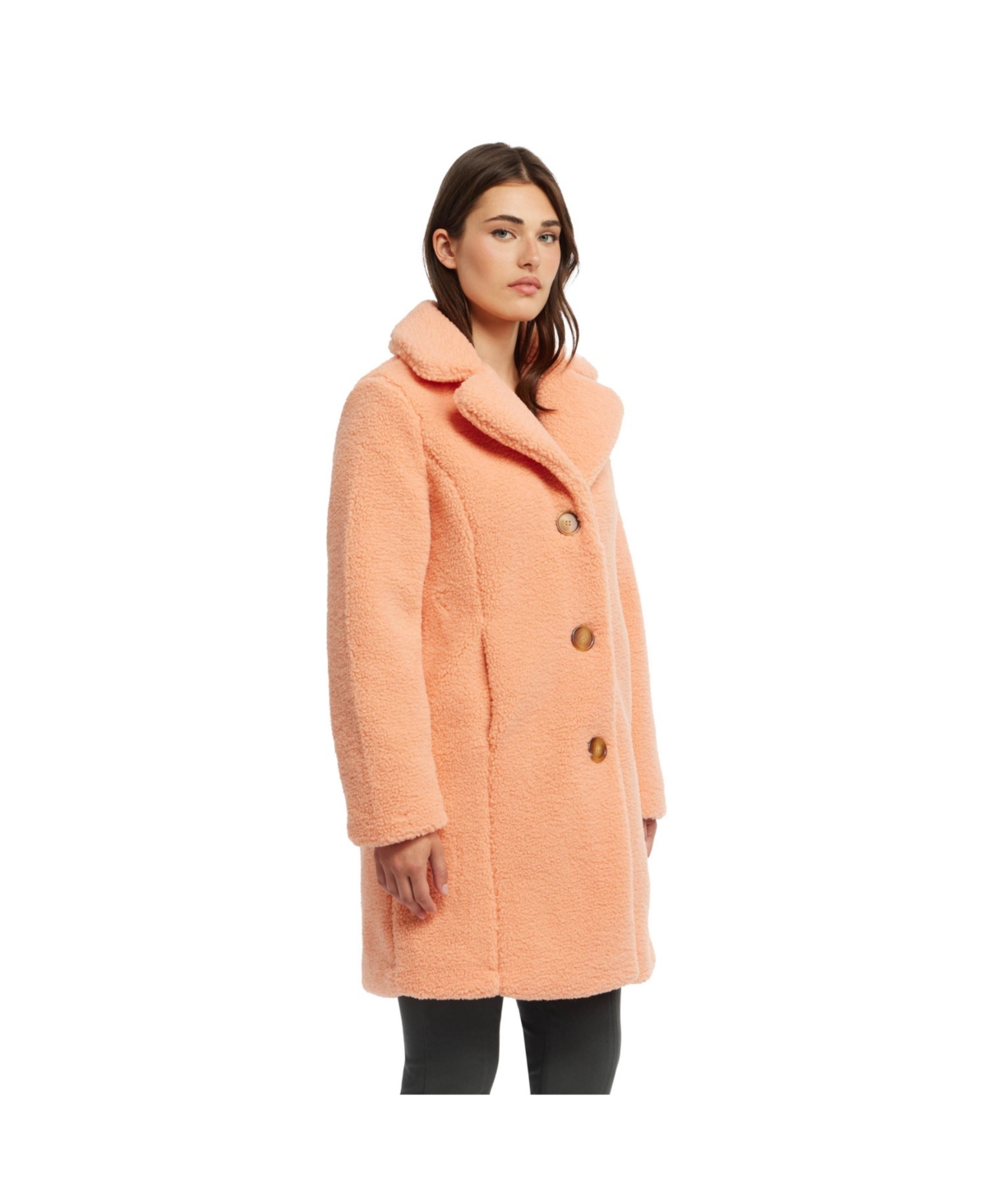 Ellen Tracy Women's Sherpa Teddy Coat With Notch Collar