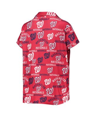 Women's Red Washington Nationals Flagship Allover Print Top Shorts Sleep Set