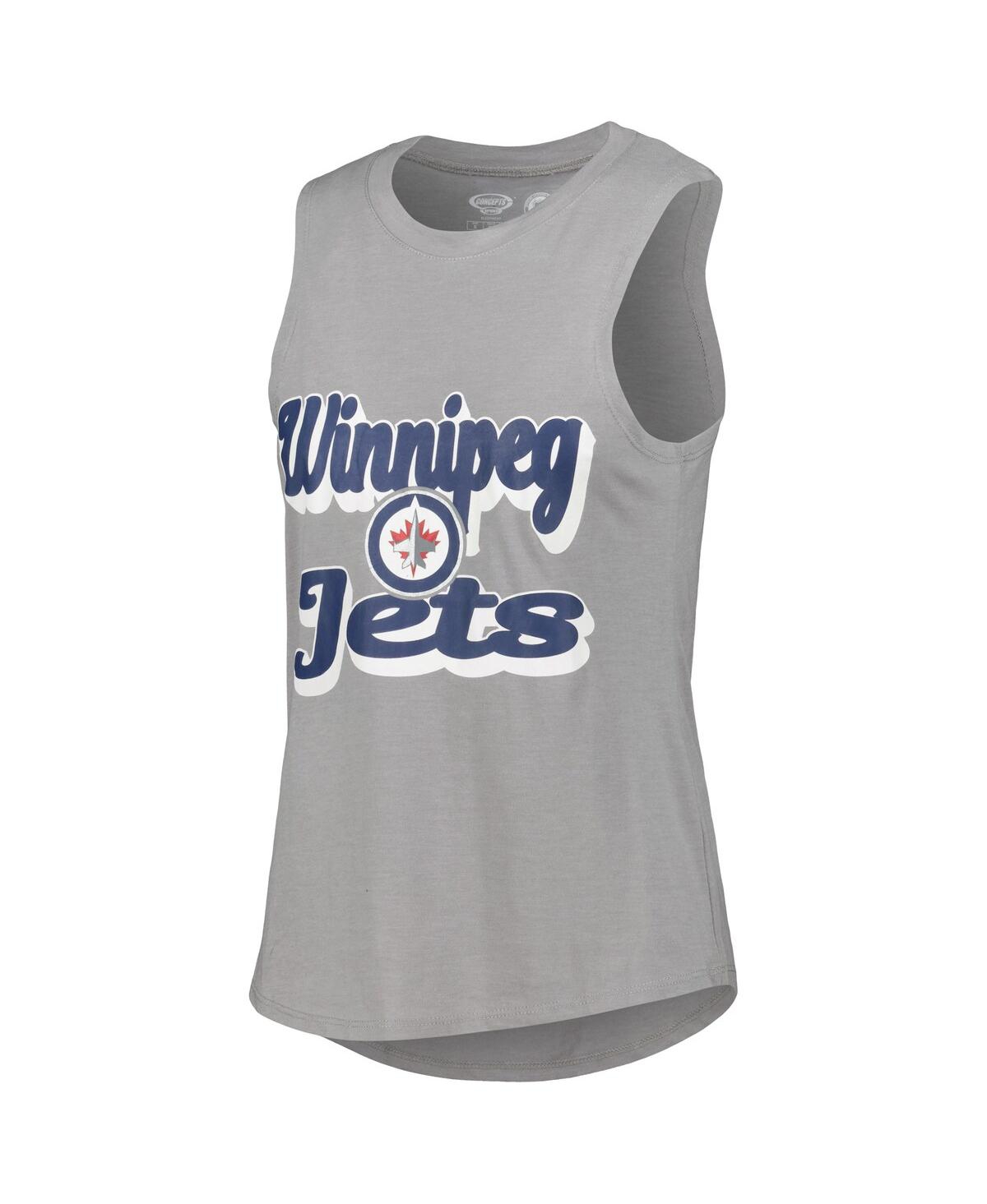 Shop Concepts Sport Women's Heather Gray/heather Navy Winnipeg Jets Meter Muscle Tank Top Pants Sleep Set In Heather Gray,heather Navy