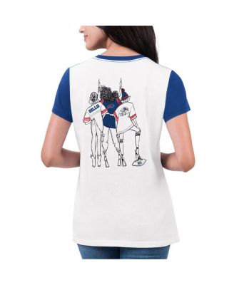 Women's White/Royal Buffalo Bills Fashion Illustration T-Shirt