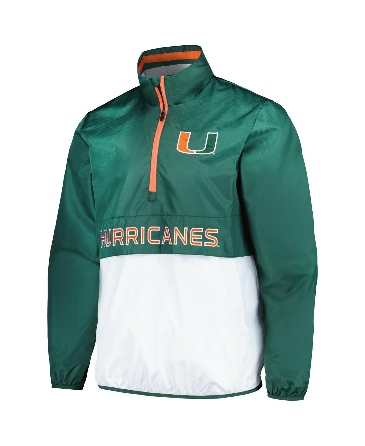 Shop G-iii Sports By Carl Banks Men's Green Miami Hurricanes Cornermanâ Half-zip Top