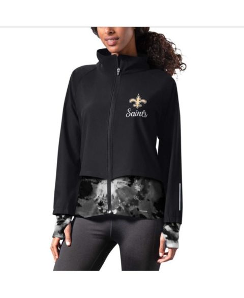 Женские куртки MSX by Michael Strahan Women's Black New Orleans Saints Grace Raglan Full-Zip Running Jacket