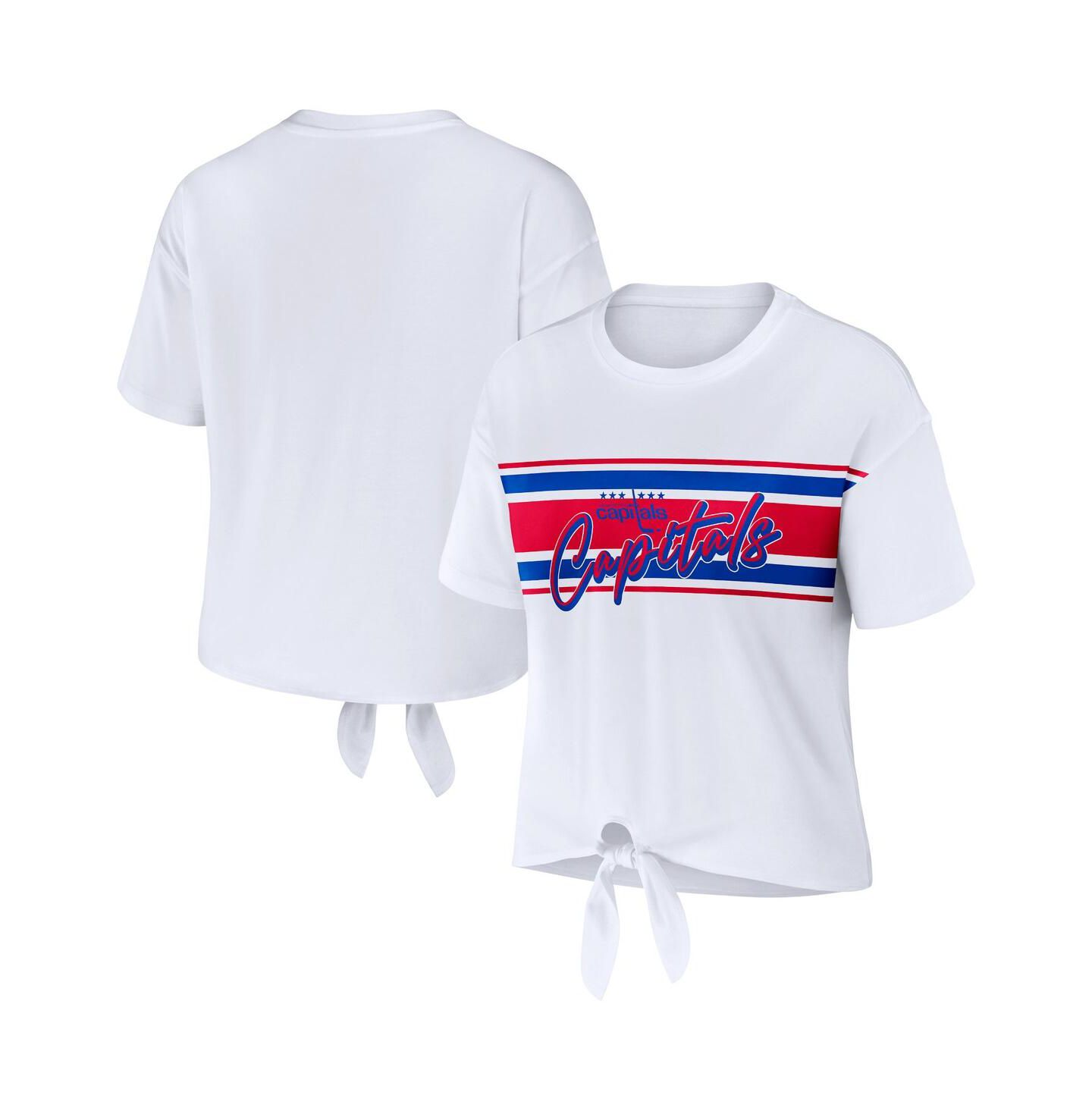 Женская футболка WEAR by Erin Andrews White Washington Capitals Front Knot — фото 1