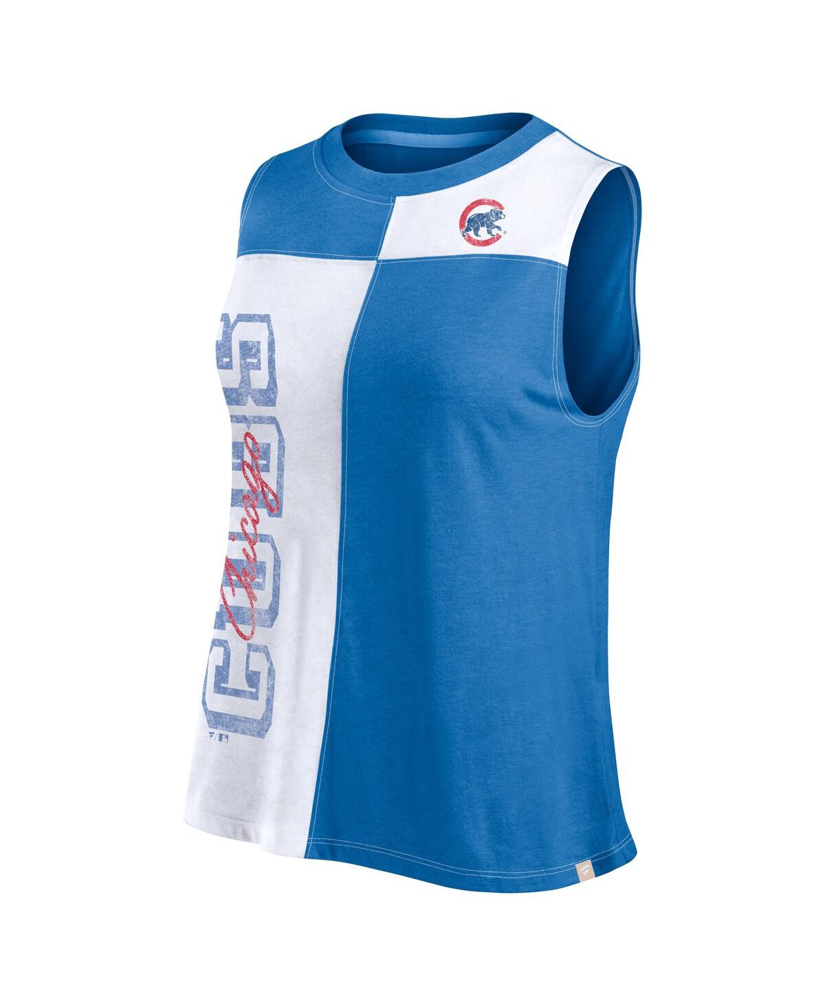Fanatics Women's Royal/white Chicago Cubs Color-block Tank Top In Royal,white