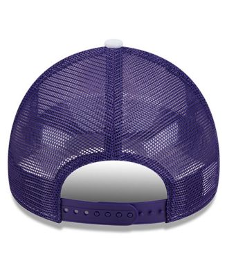 Men's White/Purple Phoenix Suns Court Sport Foam A-Frame 9FORTY Adjustable Trucker Hat