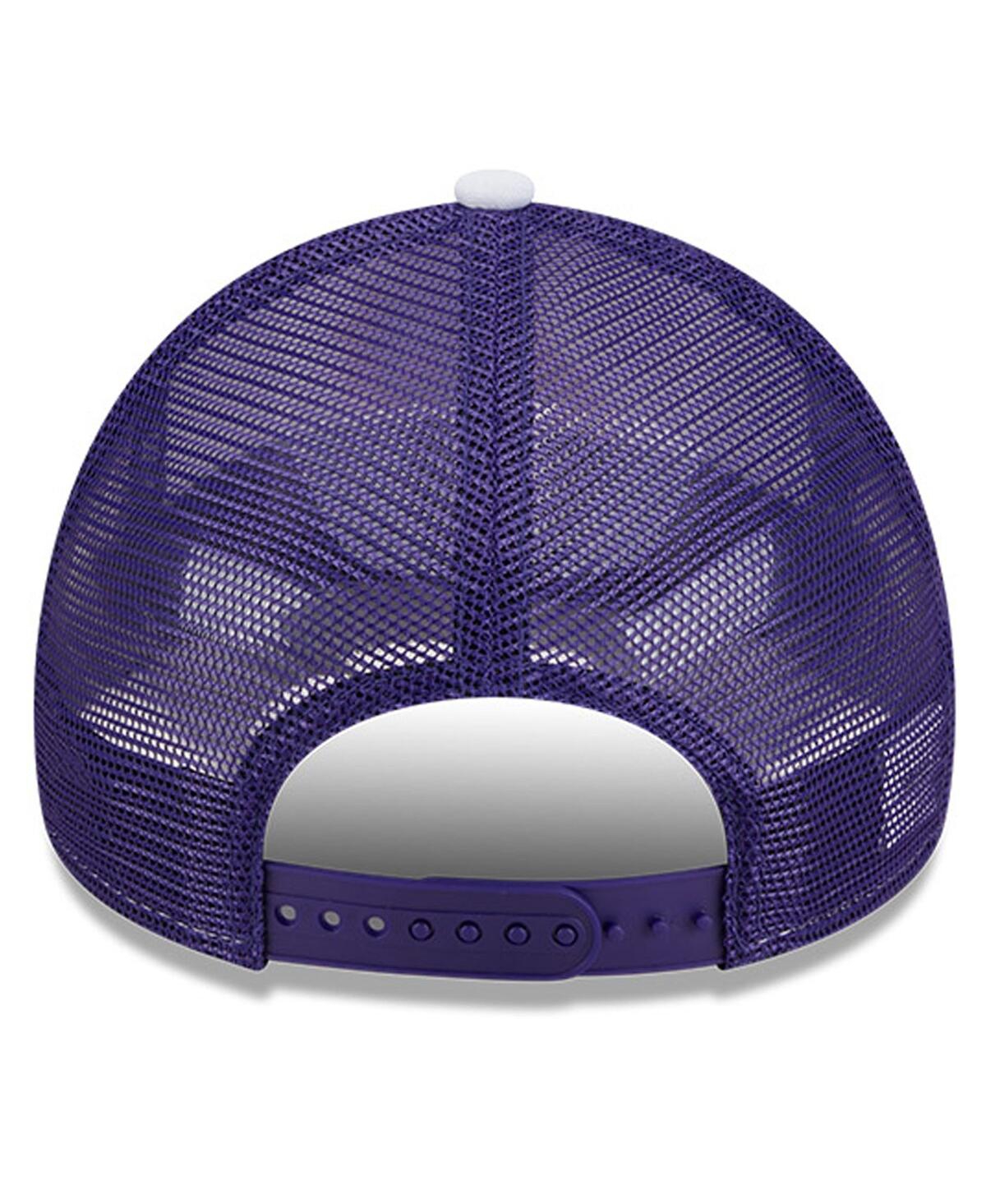 New Era Men's White/purple Phoenix Suns Court Sport Foam A-frame 9forty Adjustable Trucker Hat