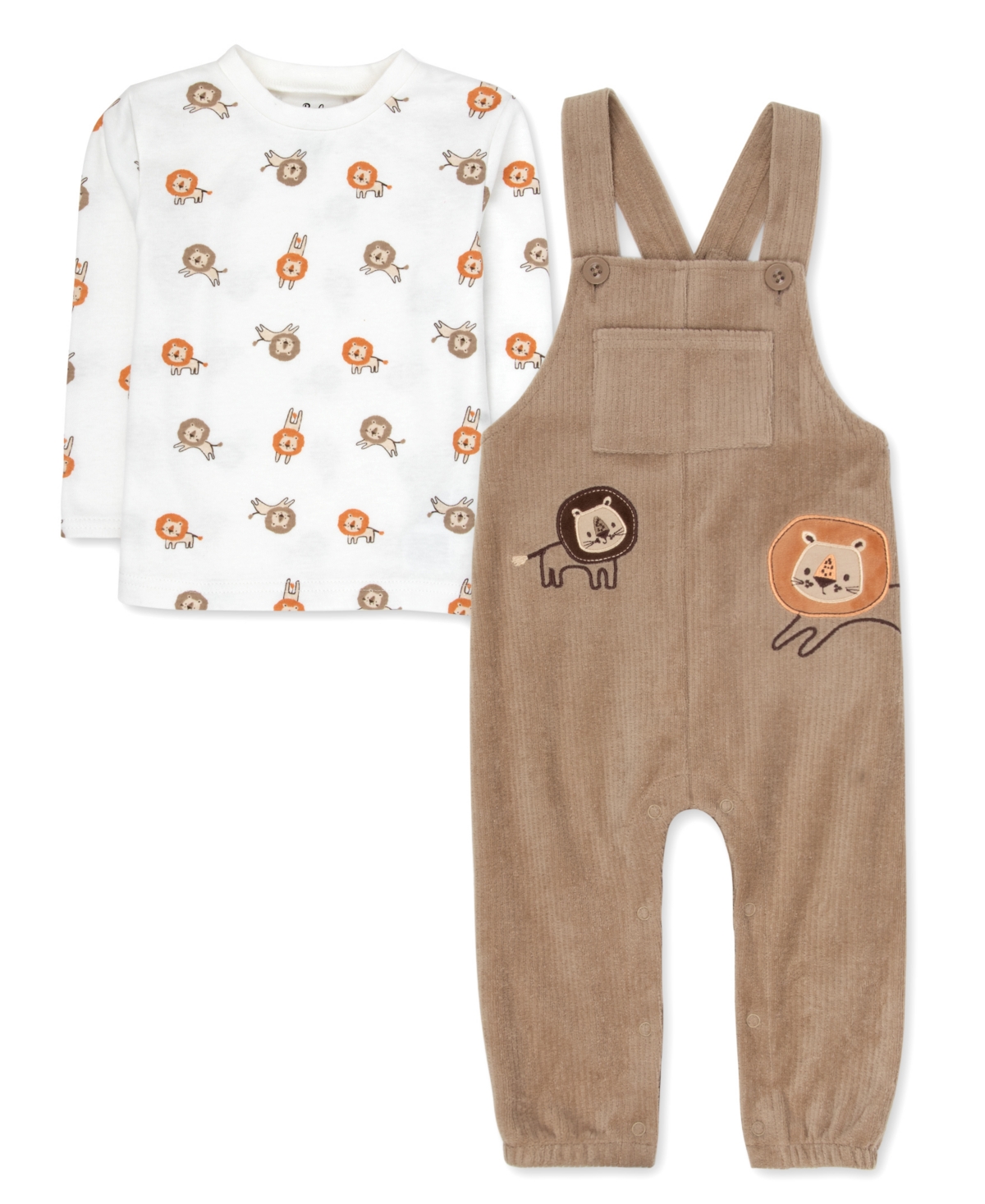 Baby Essentials Baby Boy Lion Overall and Long Sleeve T-shirt, 2 Piece Set