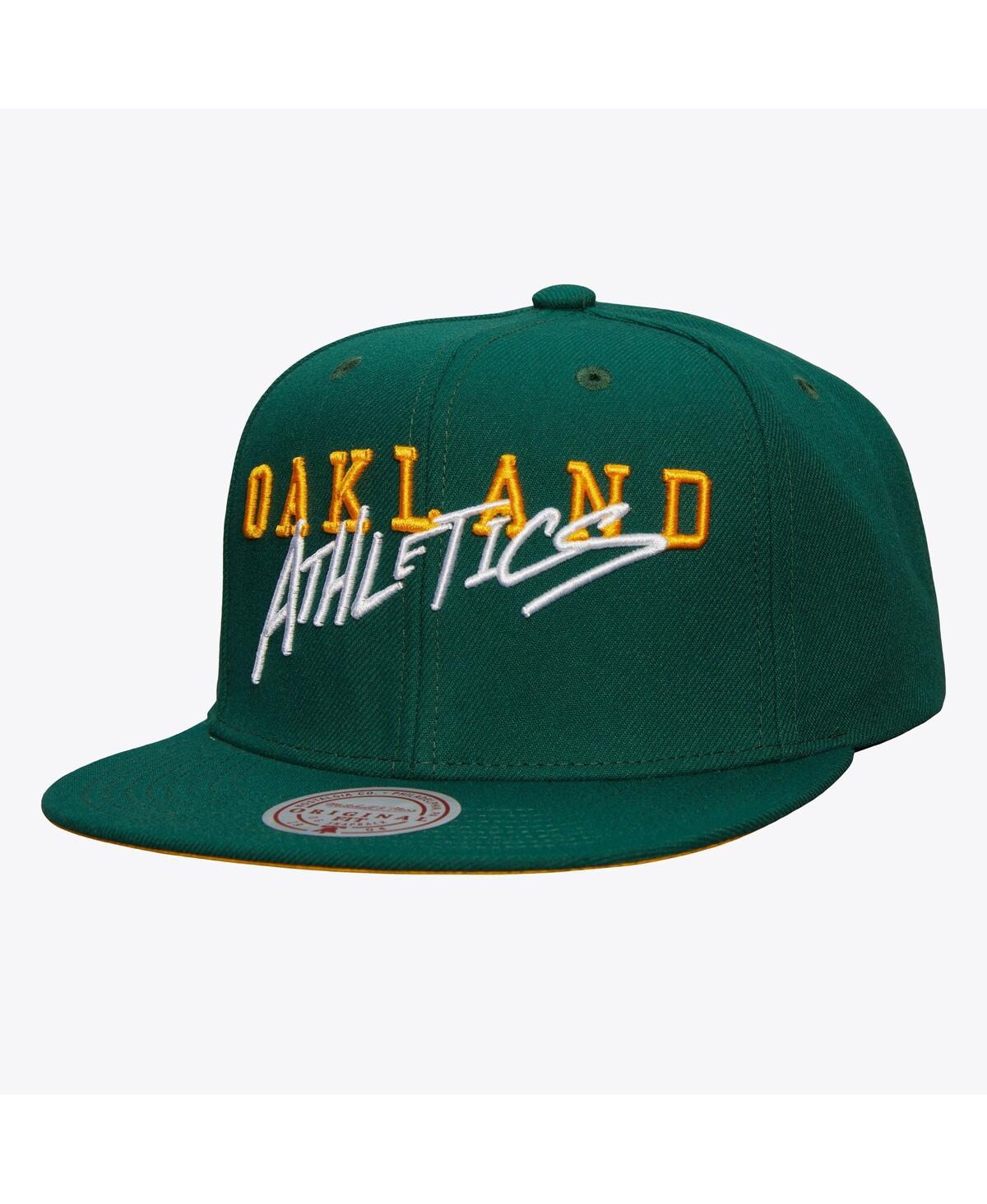Mitchell & Ness Men's Green Oakland Athletics Team Tagged Snapback Hat