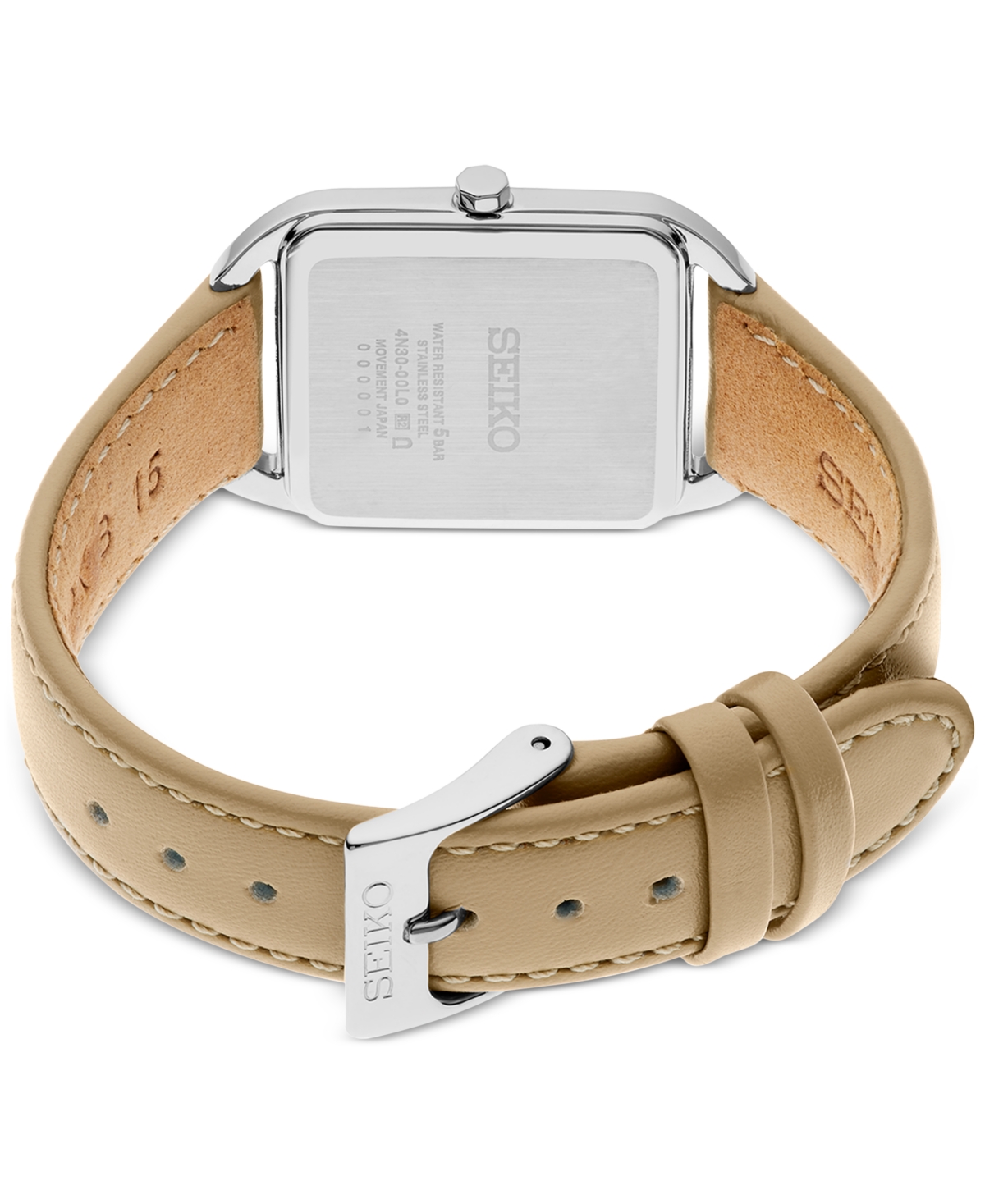 Seiko Women's Essentials Light Brown Leather Strap Watch 26mm X 35mm In Pink