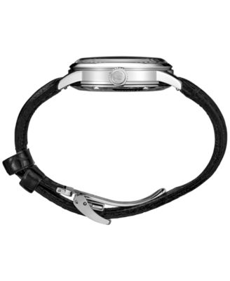 Men's Automatic Presage Cocktail Time Black Leather Strap Watch 40mm