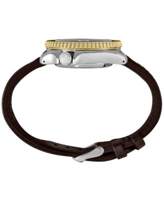 Men's Automatic 5 Sports Black Leather Strap Watch 42mm