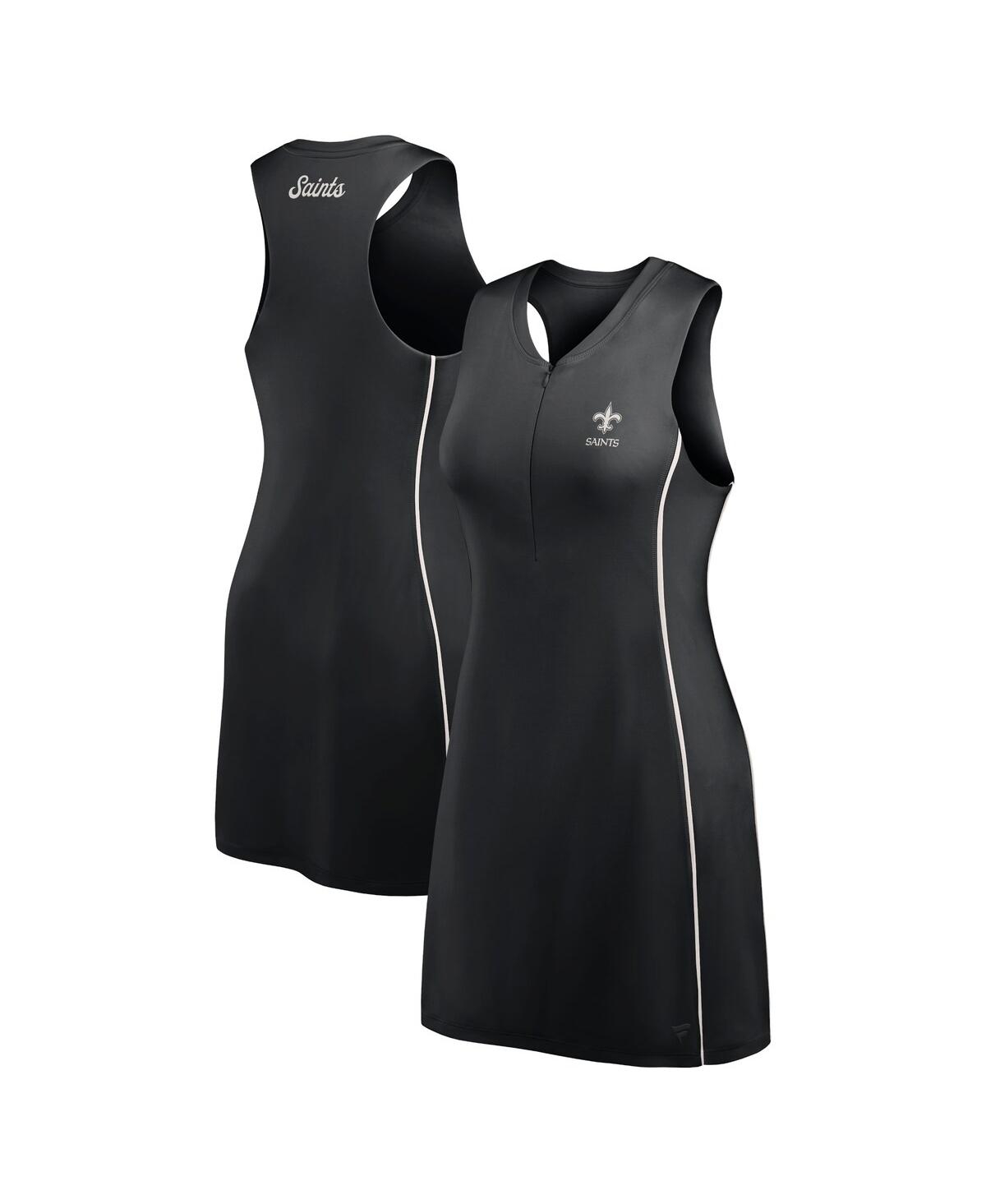 Women's Black New Orleans Saints Studio Boost Athletic Half-Zip Dress - Black