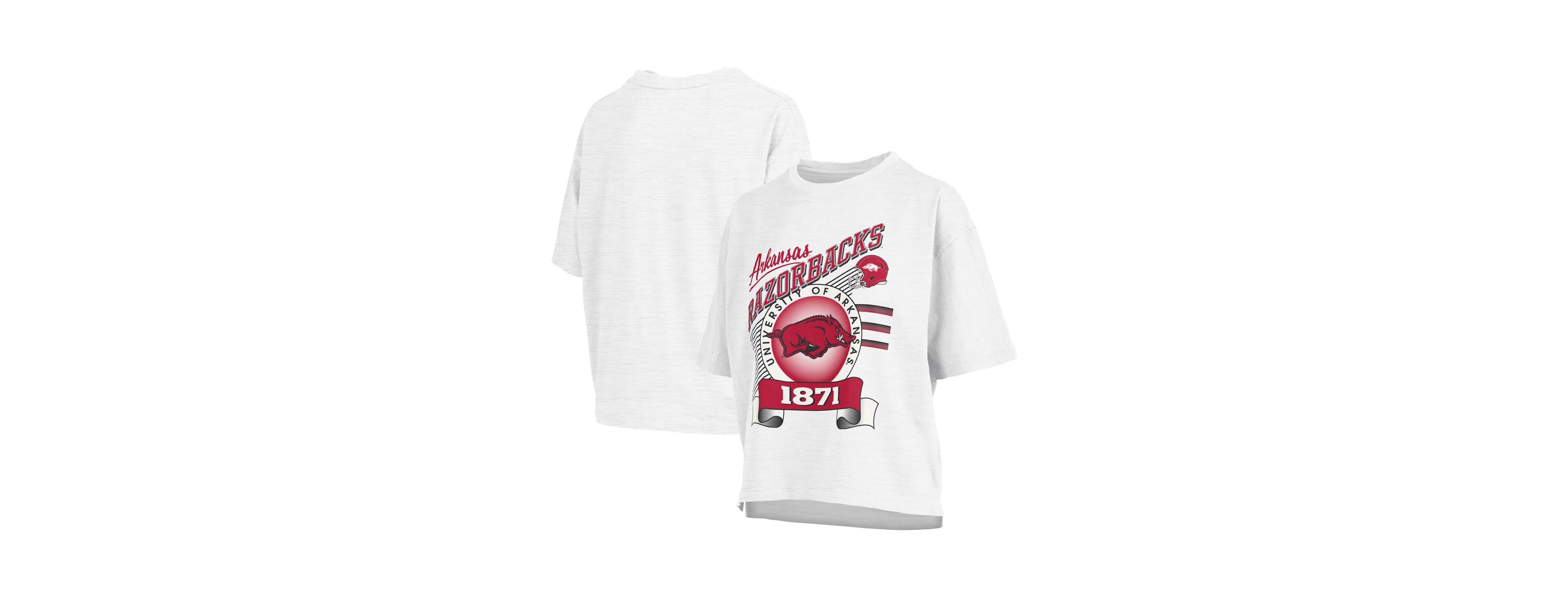 Pressbox Women's White Arkansas Razorbacks Rock Roll Slub T-Shirt