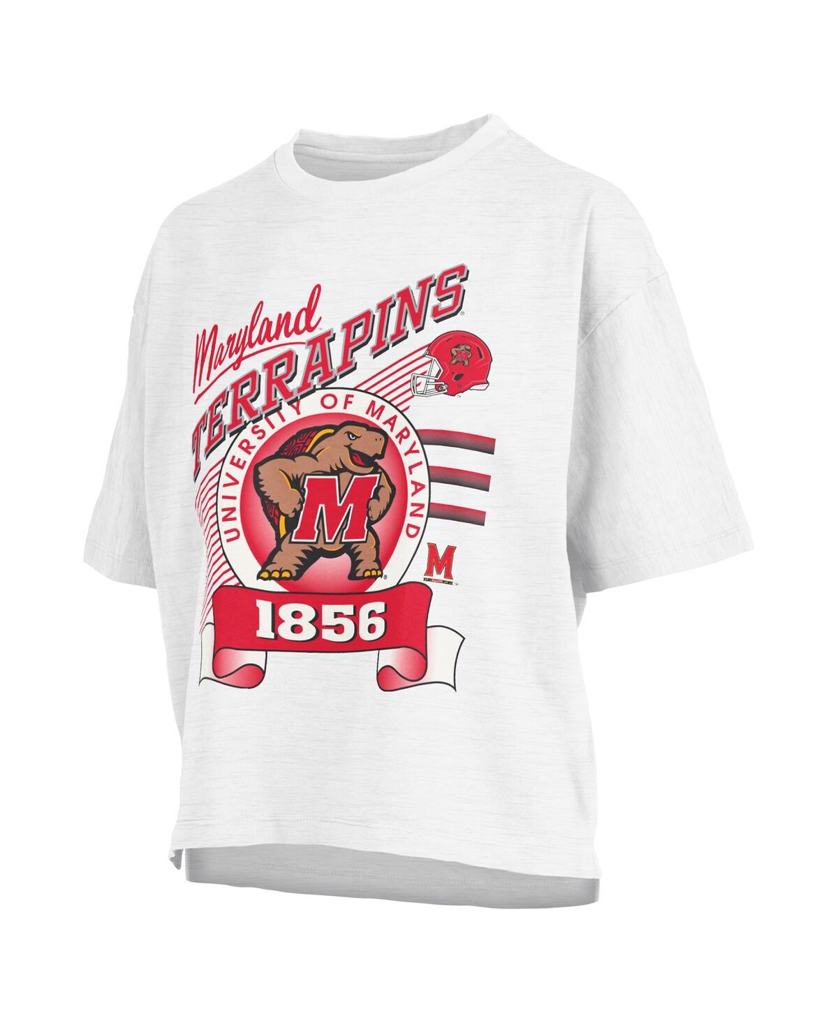 PRESSBOX WOMEN'S WHITE MARYLAND TERRAPINS ROCK ROLL SLUB T-SHIRT 