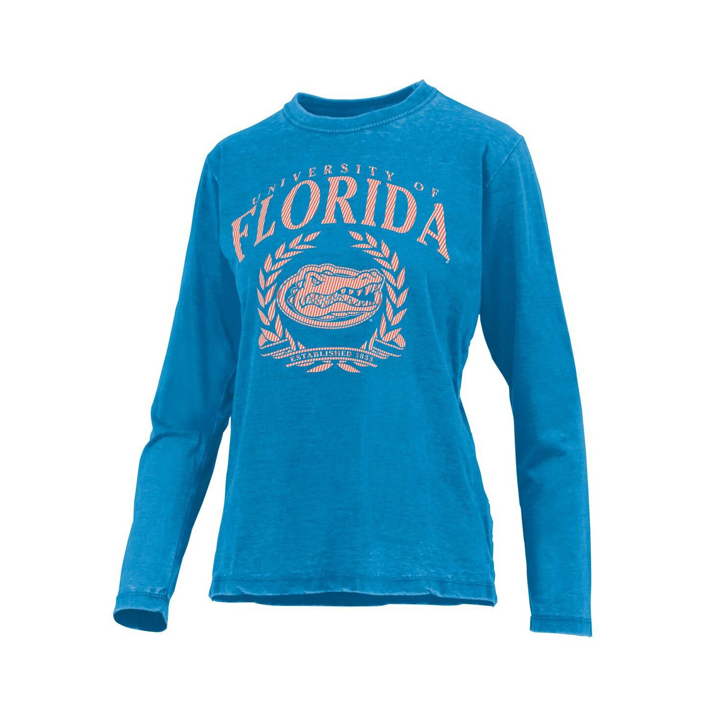 Женская футболка Pressbox Royal Florida Gators Chandler Olive Leaf Arch Long Sleeve — фото 2