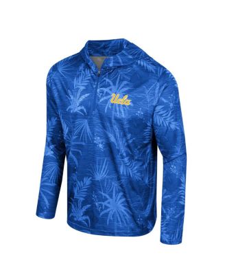 Men's Blue UCLA Bruins Palms Printed Lightweight Quarter-Zip Hooded Top