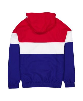 Men's Blue Atlanta Braves Ripstop Raglan Quarter-Zip Hoodie Windbreaker Jacket